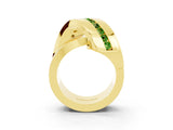 Yellow gold Pavé Round Peridot Crossover Band with Channel Setting_9