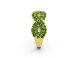 Yellow gold Pavé Round Peridot Infinity Twist Band with Shared Prong Setting_8