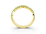 Yellow gold Pavé Round Peridot Infinity Twist Band with Shared Prong Setting_9