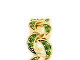 Yellow gold Pavé Round Peridot Interlocking Eternity Band with Bezel Prong Setting_11