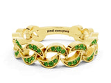 Yellow gold Pavé Round Peridot Interlocking Eternity Band with Bezel Prong Setting_6