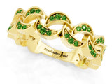 Yellow gold Pavé Round Peridot Interlocking Eternity Band with Bezel Prong Setting_7