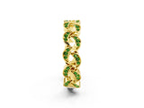 Yellow gold Pavé Round Peridot Interlocking Eternity Band with Bezel Prong Setting_8