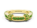 Yellow gold Pavé Round Peridot Link Band with Bezel Setting_30