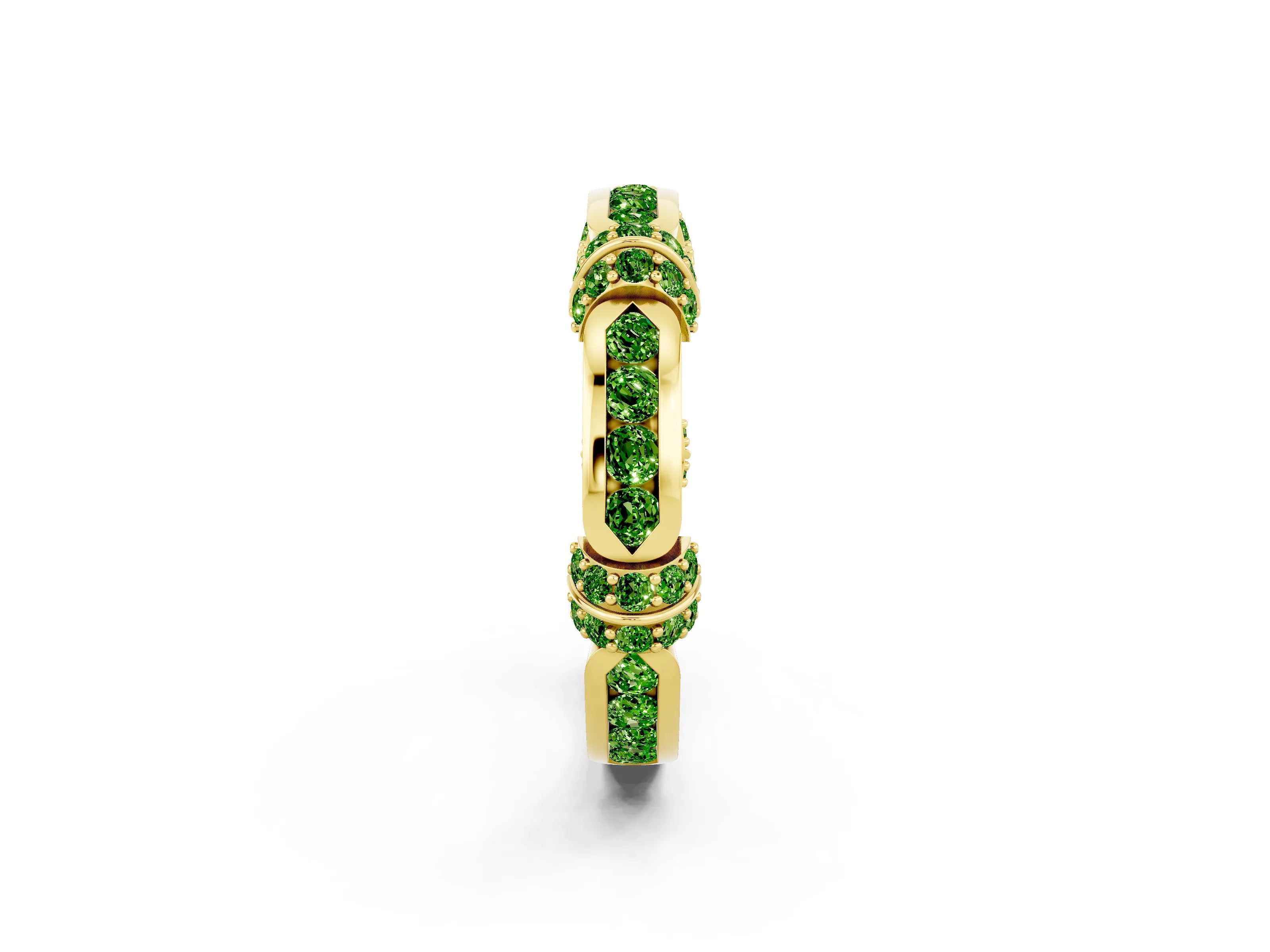 Yellow gold Pavé Round Peridot Link Band with Bezel Setting_32