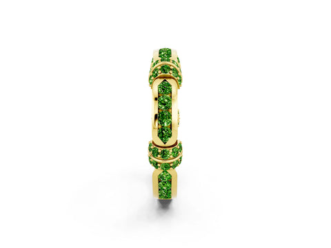 Yellow gold Pavé Round Peridot Link Band with Bezel Setting_32