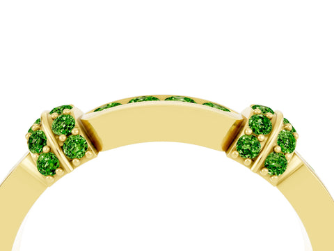 Yellow gold Pavé Round Peridot Link Band with Bezel Setting_34