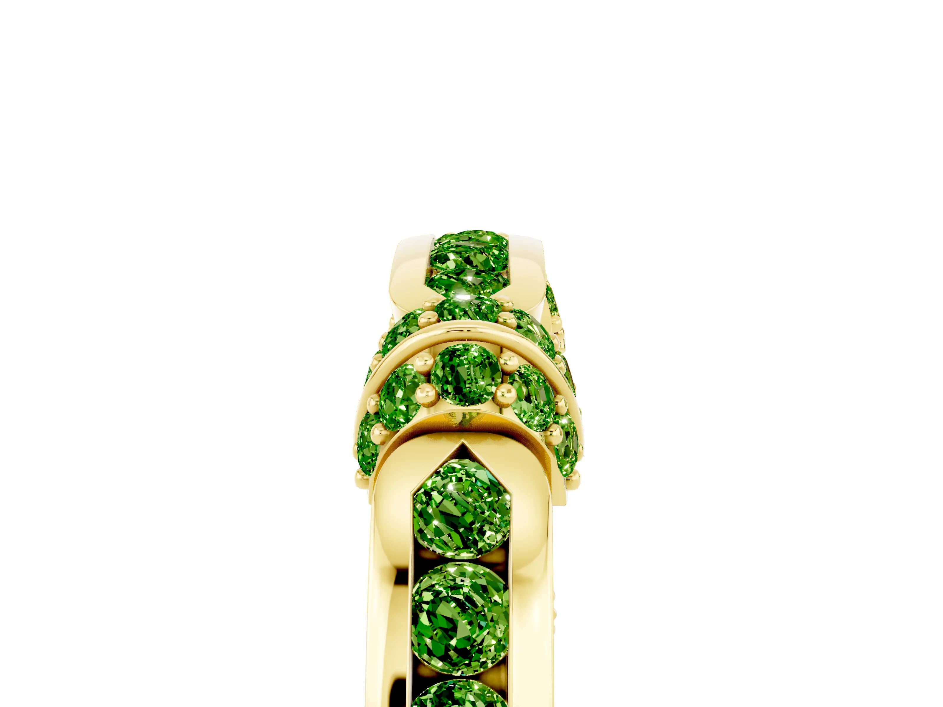 Yellow gold Pavé Round Peridot Link Band with Bezel Setting_35