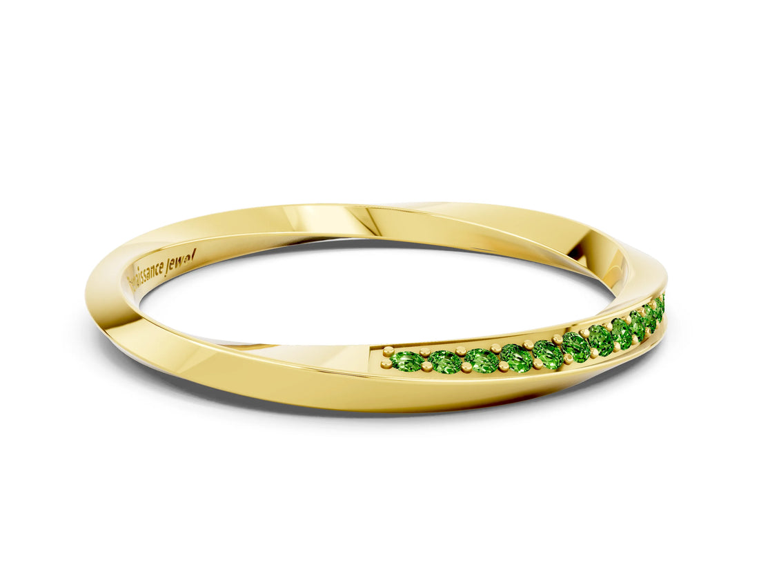 Yellow gold Pavé Round Peridot Twist Band_36