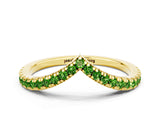 Yellow gold Pavé Round Peridot V-Shaped Chevron Band with Shared Prong Setting_6