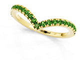 Yellow gold Pavé Round Peridot V-Shaped Chevron Band with Shared Prong Setting_7