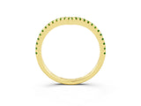 Yellow gold Pavé Round Peridot V-Shaped Chevron Band with Shared Prong Setting_9