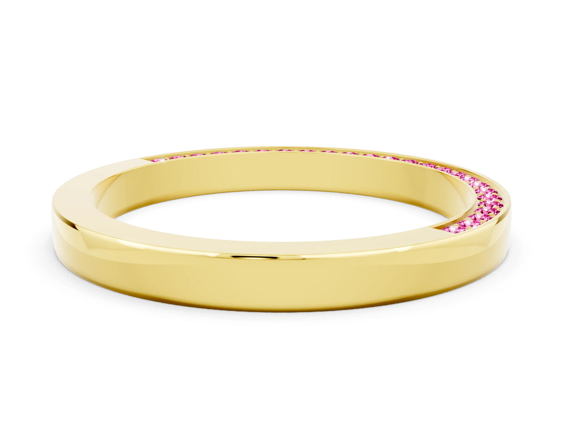 Yellow gold Pavé Round Pink Sapphire Channel Set Band_18
