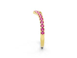 Yellow gold Pavé Round Pink Sapphire Chevron Band with Shared Prong Setting_20