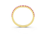 Yellow gold Pavé Round Pink Sapphire Chevron Band with Shared Prong Setting_21