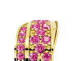 Yellow gold Pavé Round Pink Sapphire Crossover Band with Bead Prong Setting_11