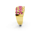 Yellow gold Pavé Round Pink Sapphire Crossover Band with Bead Prong Setting_8