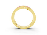 Yellow gold Pavé Round Pink Sapphire Crossover Band with Bead Prong Setting_9