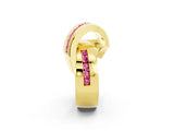 Yellow gold Pavé Round Pink Sapphire Crossover Band with Channel Setting_20