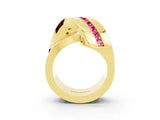 Yellow gold Pavé Round Pink Sapphire Crossover Band with Channel Setting_21