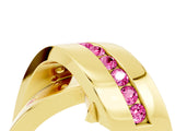 Yellow gold Pavé Round Pink Sapphire Crossover Band with Channel Setting_22