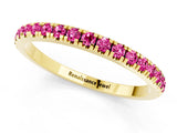 Yellow gold Pavé Round Pink Sapphire Half Eternity Band with Shared Prong Setting_19