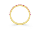 Yellow gold Pavé Round Pink Sapphire Half Eternity Band with Shared Prong Setting_21