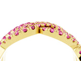 Yellow gold Pavé Round Pink Sapphire Infinity Twist Band with Shared Prong Setting_10