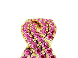 Yellow gold Pavé Round Pink Sapphire Infinity Twist Band with Shared Prong Setting_11