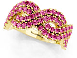 Yellow gold Pavé Round Pink Sapphire Infinity Twist Band with Shared Prong Setting_7