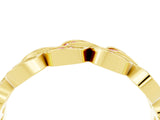 Yellow gold Pavé Round Pink Sapphire Interlocking Eternity Band with Bezel Prong Setting_10
