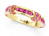 Yellow gold Pavé Round Pink Sapphire Link Band with Bezel Setting_31