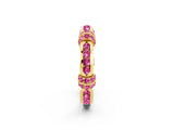 Yellow gold Pavé Round Pink Sapphire Link Band with Bezel Setting_32