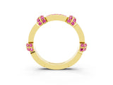 Yellow gold Pavé Round Pink Sapphire Link Band with Bezel Setting_33