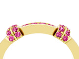 Yellow gold Pavé Round Pink Sapphire Link Band with Bezel Setting_34