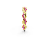 Yellow gold Pavé Round Pink Sapphire Twist Eternity Band with Shared Prong Setting_32