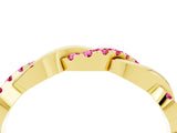Yellow gold Pavé Round Pink Sapphire Twist Eternity Band with Shared Prong Setting_34