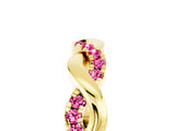 Yellow gold Pavé Round Pink Sapphire Twist Eternity Band with Shared Prong Setting_35