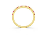 Yellow gold Pavé Round Pink Sapphire V-Shaped Chevron Band with Shared Prong Setting_21