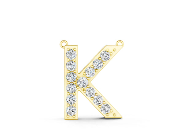 Yellow gold Pavé Round Prong Set Initial Pendant