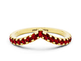 Yellow gold Pavé Round Ruby Chevron Band with Shared Prong Setting_6
