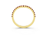 Yellow gold Pavé Round Ruby Chevron Band with Shared Prong Setting_9