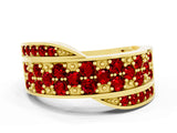 Yellow gold Pavé Round Ruby Crossover Band with Bead Prong Setting_6