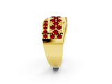 Yellow gold Pavé Round Ruby Crossover Band with Bead Prong Setting_8