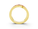 Yellow gold Pavé Round Ruby Crossover Band with Bead Prong Setting_9