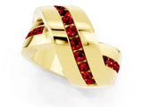 Yellow gold Pavé Round Ruby Crossover Band with Channel Setting_7