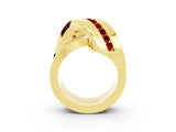 Yellow gold Pavé Round Ruby Crossover Band with Channel Setting_9