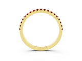 Yellow gold Pavé Round Ruby Half Eternity Band with Shared Prong Setting_9