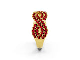 Yellow gold Pavé Round Ruby Infinity Twist Band with Shared Prong Setting_8