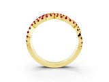 Yellow gold Pavé Round Ruby Infinity Twist Band with Shared Prong Setting_9